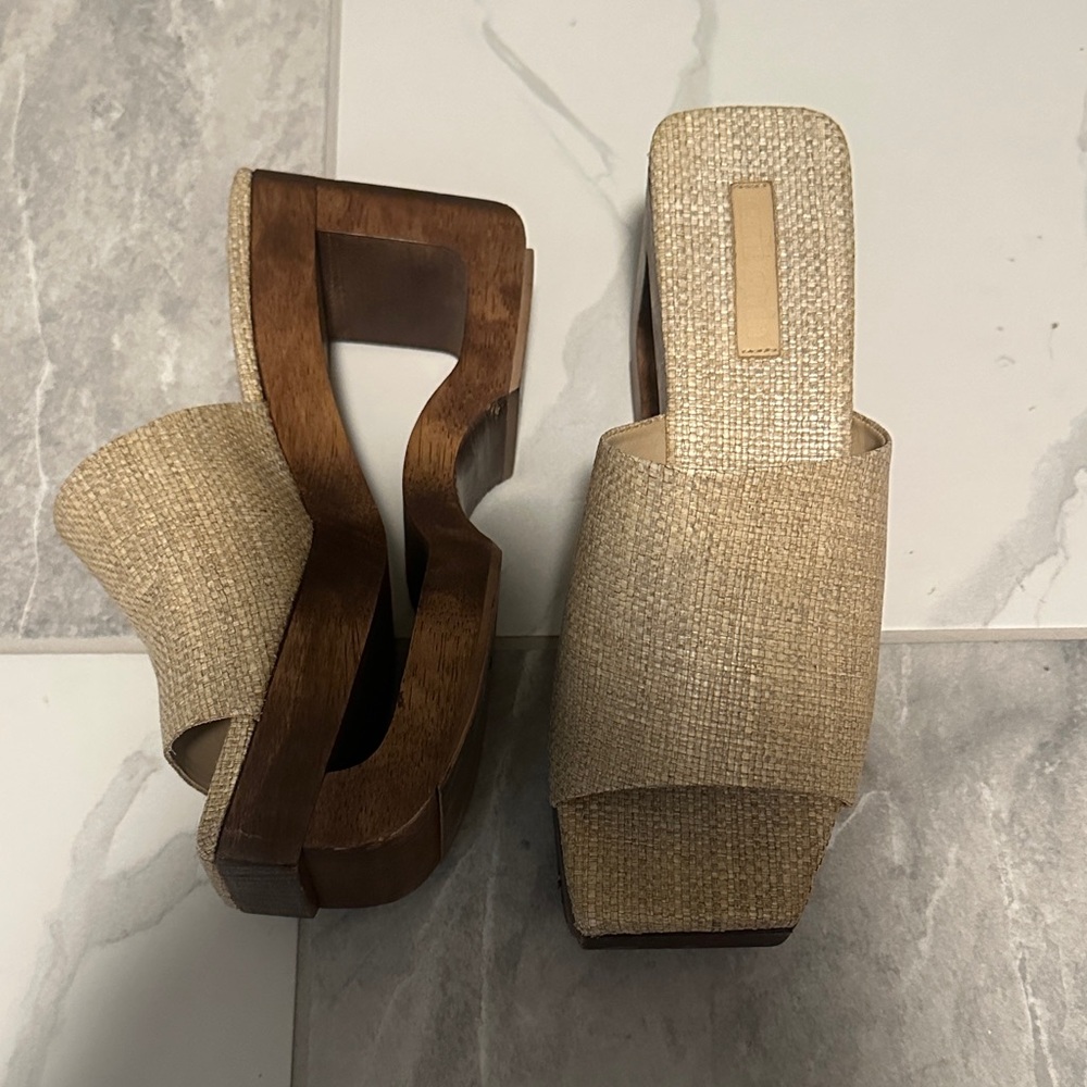 Cult Gaia Tan Wedge Sandals